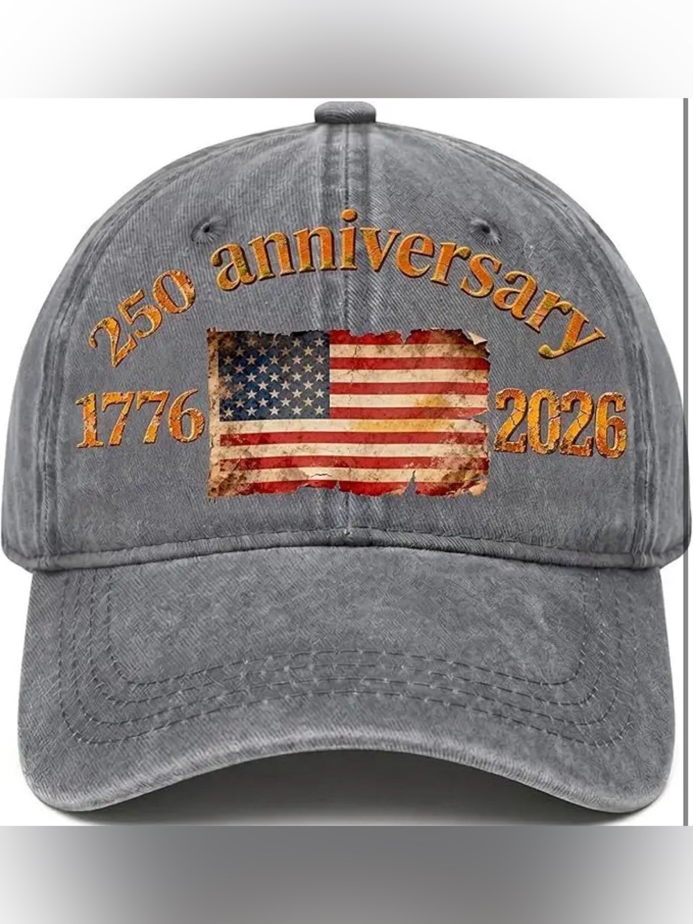 250 Anniversary 1776-2026 Distressed Flag Baseball Cap - Gray